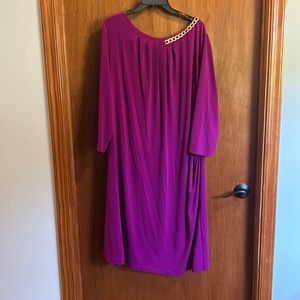 Tahari ASL Magenta Side Rouched Dress